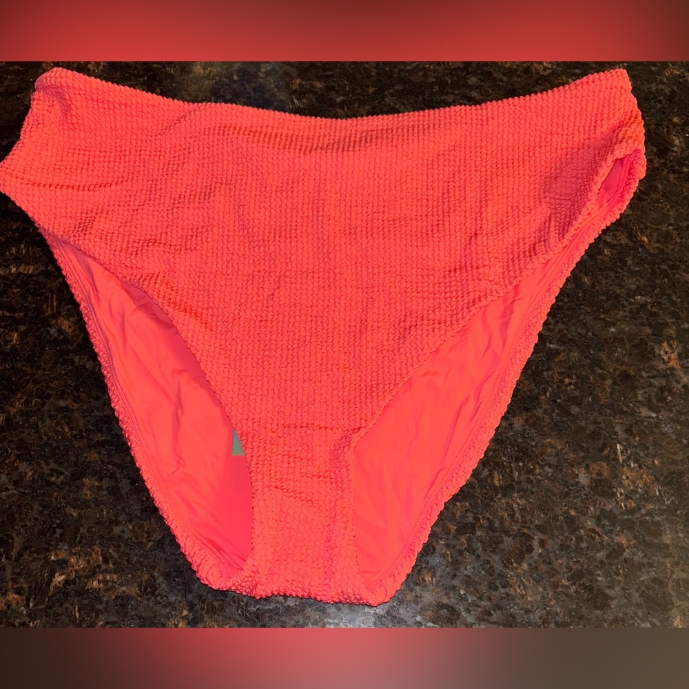 NWT Ishra x Andie Swim The 90S High Waisted Bikini Bottom XXXL 3X Coral Textured